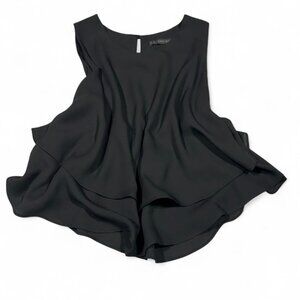 ZARA Black Double-Layer Sleeveless Blouse Keyhole Back Size XS Chic